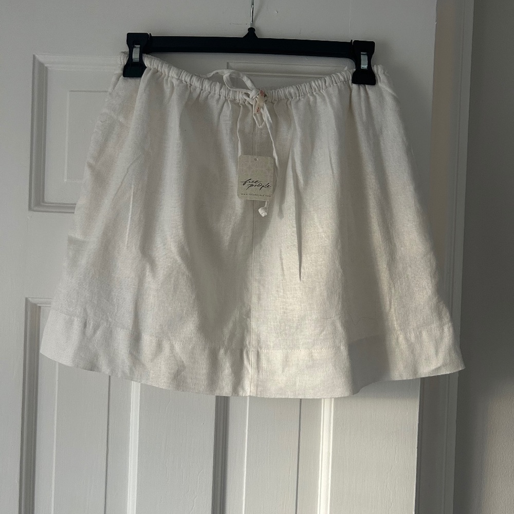 NWT Free People linen/cotton drawstring mini skirt